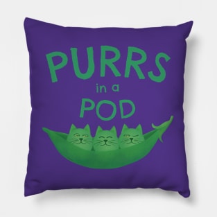 Purrs in a Pod – Cute Cartoon Drawing of Veggie Cat Peas Pillow