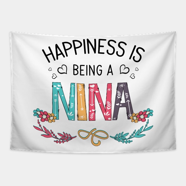 Happiness Is Being A Nina Wildflowers Valentines Mothers Day Tapestry by KIMIKA