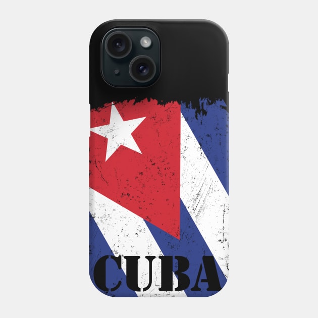 Cuban Flag With Cuba, Distressed Phone Case by NuttyShirt