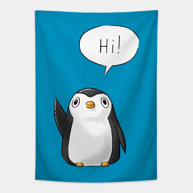 Hi Penguin Tapestry by Freeminds