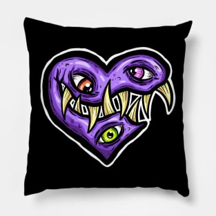 Zombie Heart Teethy Smile Purple Valentines Day Pillow