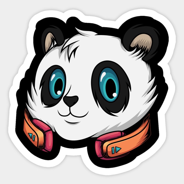 Happy Panda listen music - Panda Lover - Sticker | TeePublic