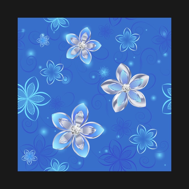 Seamless Pattern of Silver Flowers by Blackmoon9