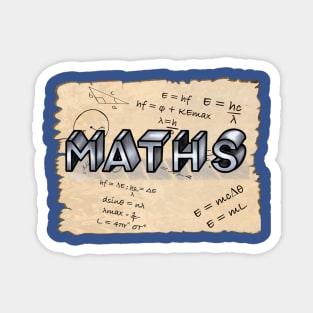 Maths formulae with the word maths in 3don an ancient scroll Magnet