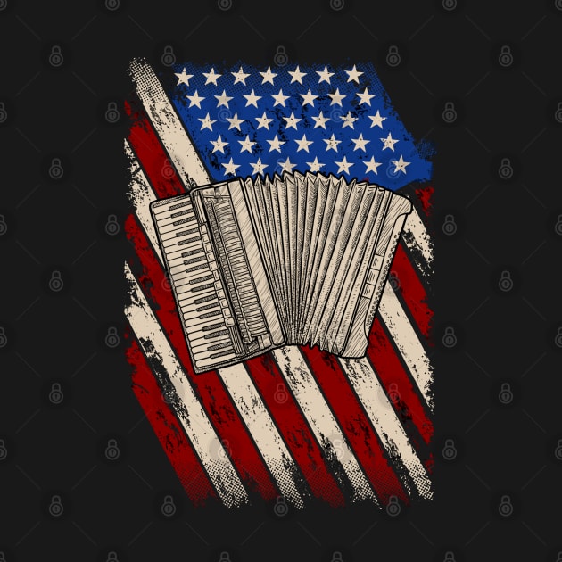 USA American Flag Accordion Musician 4th of July by Africanob