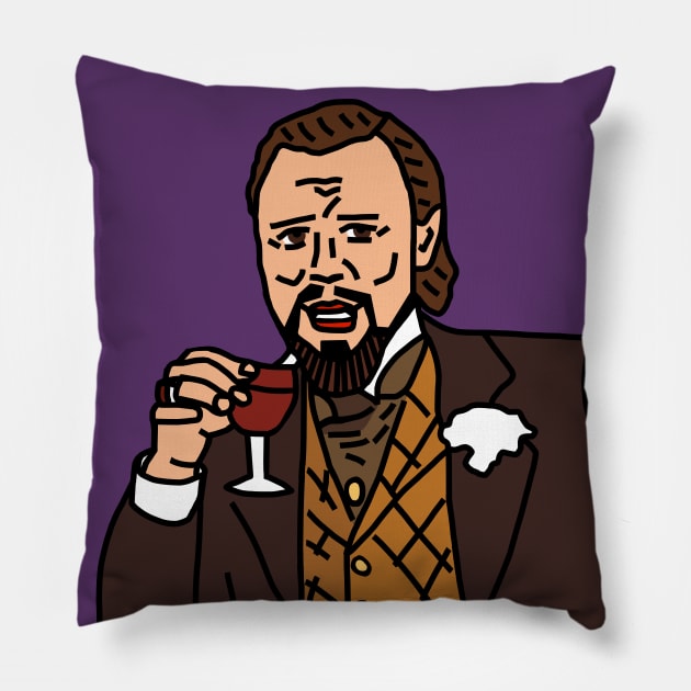 Laughing Leo Drinking Wine Memes Pillow by ellenhenryart