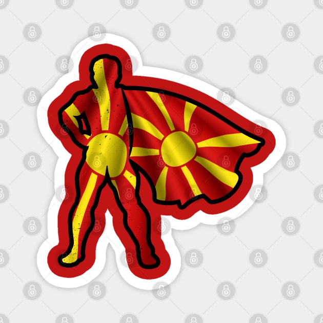 Macedonia Hero Wearing Cape of Macedonian Flag Hope and Peace Unite in Macedonia Magnet by Mochabonk