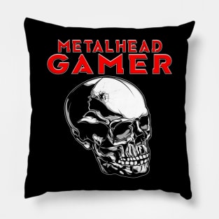 Metalhead Gamer Full Skull Red Pillow