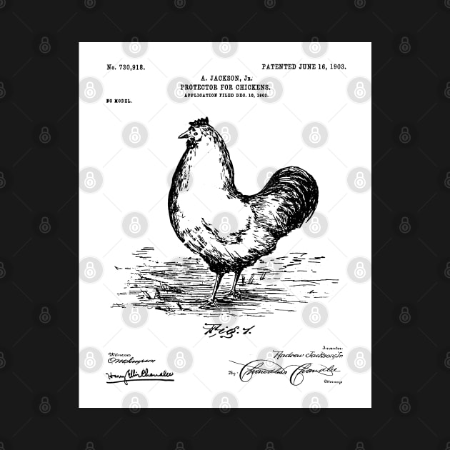 Chicken Hens Patent - Chef Cook Chicken Coop Art - White by patentpress