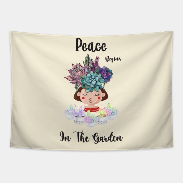 Peace Begins In The Garden Tapestry by Athikan