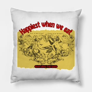 Happiest when we eat（English） Pillow