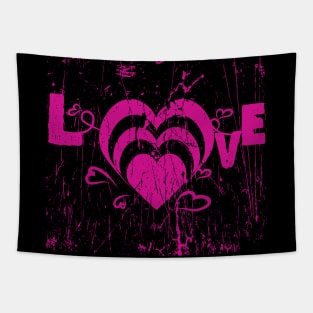 LOVE Pink Heart Tapestry