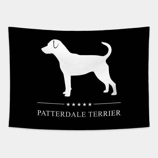 Patterdale Terrier White Silhouette Tapestry by millersye