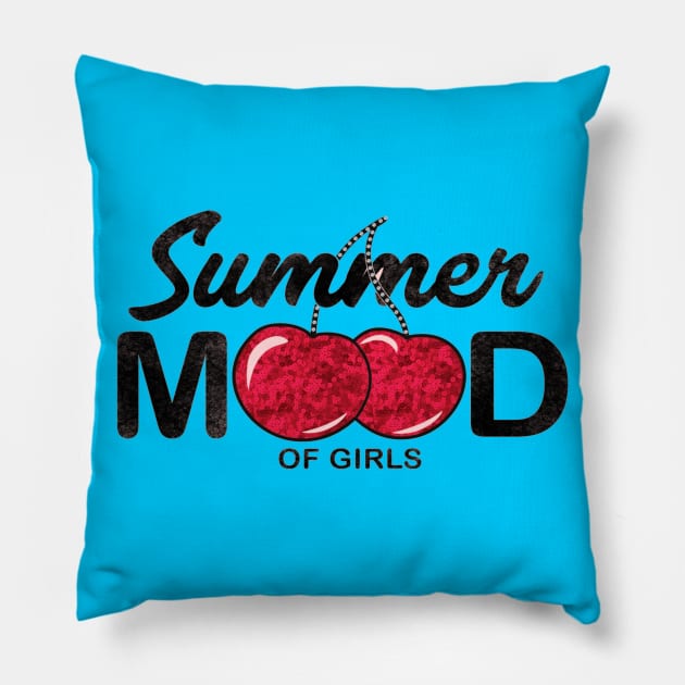 Slogan graphic with cherry Pillow by amramna