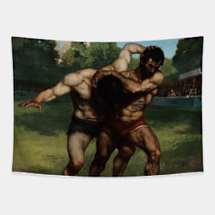 The Wrestlers by Gustave Courbet Tapestry