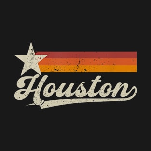 Houston Baseball Vintage Downtown Skyline Baseball For Gameday T-Shirt