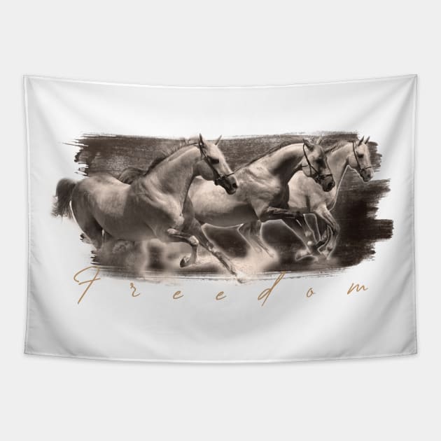 Artnerd freedom of wild horses Tapestry by Artnerd