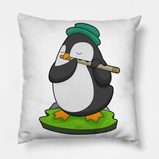 Penguin Musician Flute Music Pillow