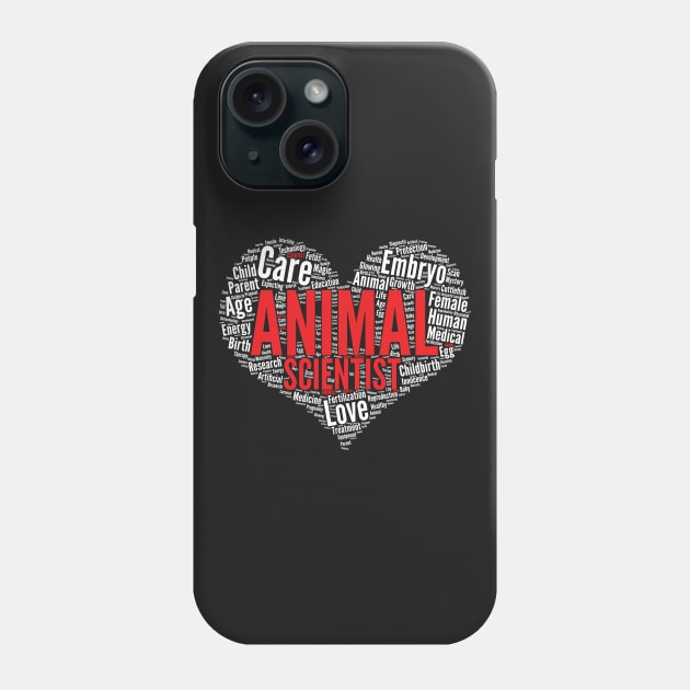 Animal Scientist Heart Shape Word Cloud Design graphic Phone Case by theodoros20