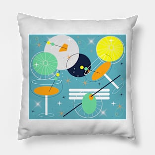 Cocktail Time Retro Atomic Abstract Pillow