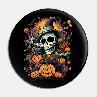 Halloween Skull Wizard Pin