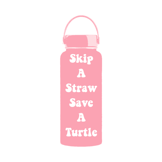 Skip a Straw Save A Turtle VSCO Girl Water Flask Sticker Shirt Gifts Pink Pastel by gillys