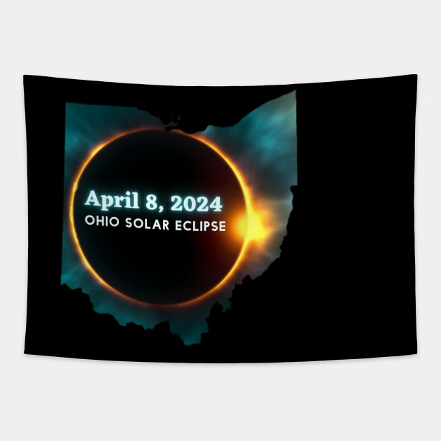 Ohio Solar Eclipse 2024 Tapestry by Little Duck Designs