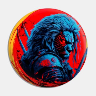 Lion Red & black ,Courage in Japanese Pin