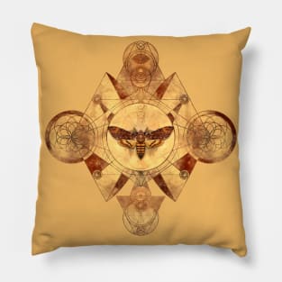 Death-head Hawkmoth in Sacred Geometry Ornament Pillow