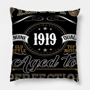 Vintage 1919 Shirt 100th Birthday Gift One-hundredth Centenarian Bday T Shirt Pillow