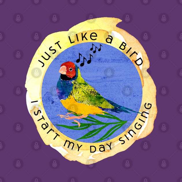 Just like a bird I start my day singing- musical finch bird by Gina's Pet Store