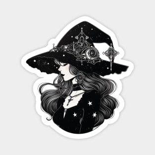 Black and White Gothic Astrology Witch Magnet