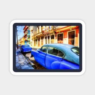 Blue Cars, Havana, Cuba, Caribbean Island Magnet