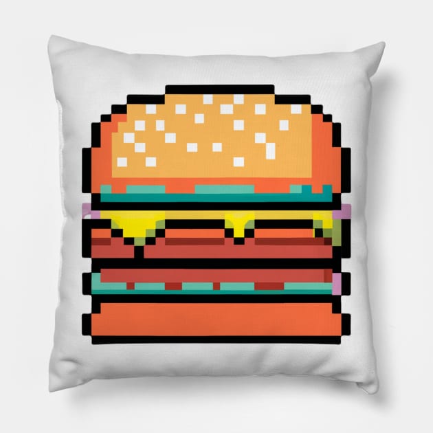 Pixel art burger 1 Pillow by BoutiqueDruide