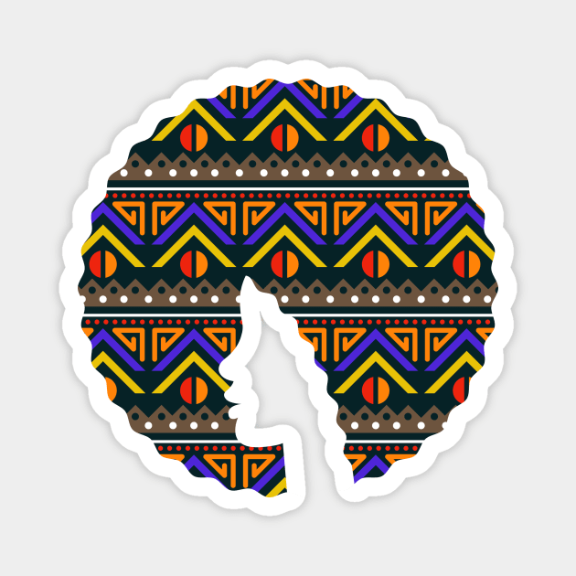 Afro Hair Woman with African Pattern, Black History Magnet by logiamerch
