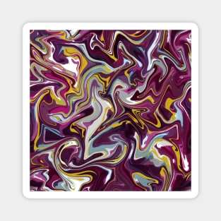 Luxe Living with Gold Silk Marble - Magenta, Blue, Grey Liquid Paint Pattern Magnet