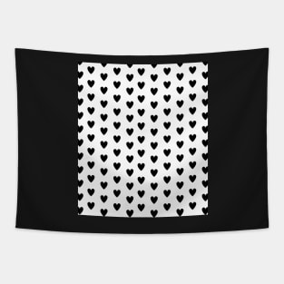 Black Hearts Pattern on White Tapestry