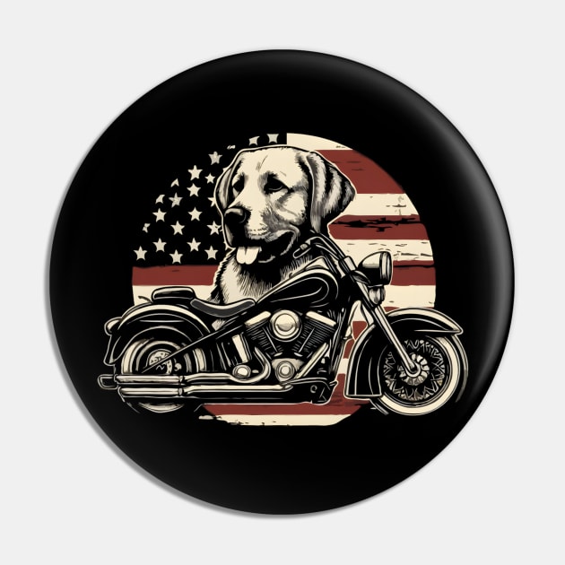Lab Dad USA Flag Labrador Motorcycle lover 4th of July Pin by TopTees