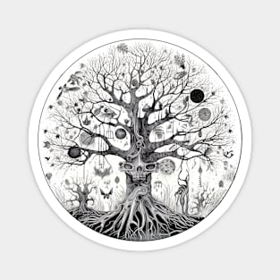 Haunted Tree of Life Spooky Graphic Art Skulls Gothic Tree Magnet