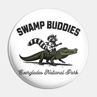 Swamp Buddies Raccoon Aligator Everglades National Park Pin