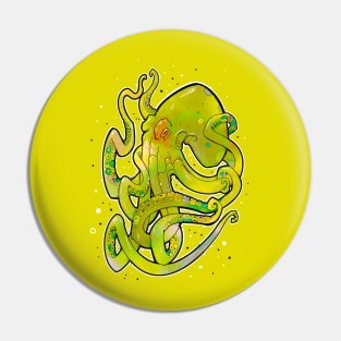 octopus dirty lime green Pin