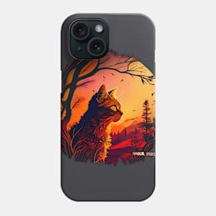 Awesome Anime Cat in the Woods at Sunset Phone Case