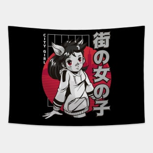 Cute Anime Japanese Vaporwave Girl Kawaii Tapestry