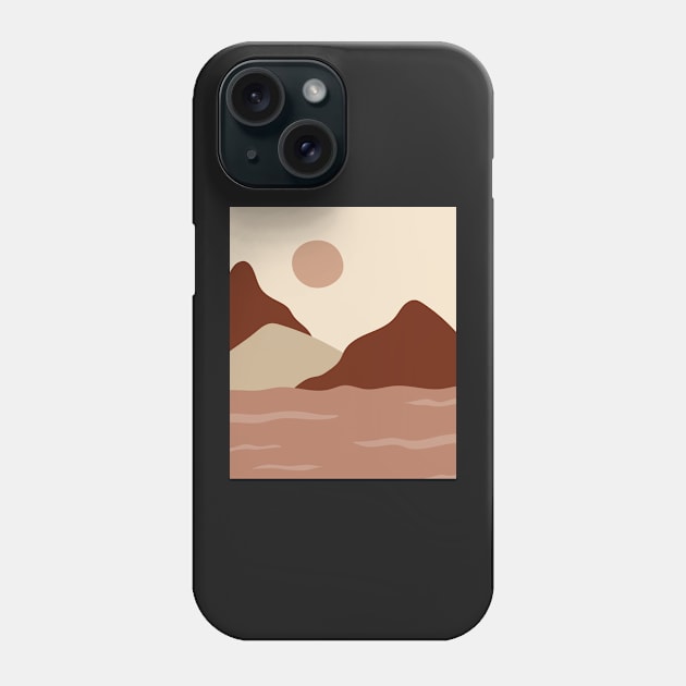 Boho Abstract Artl Landscape Sunset Mountains Design Phone Case by zedonee