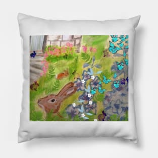 Bunny Rabbit Cottage Pillow