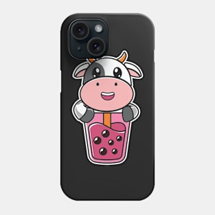 cow kawaii boba tea Phone Case