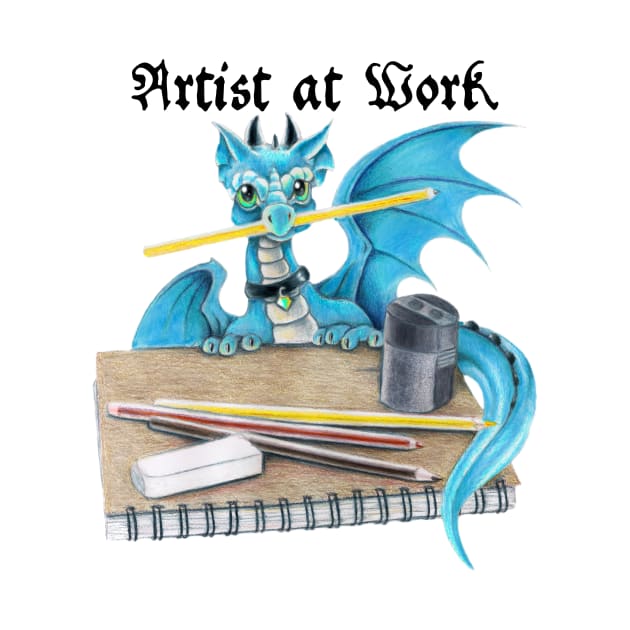 Artist at Work - Cute Blue Dragon Artist at Work by Sandra Staple