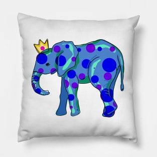 Elephant with Polka Dots and Crown Pillow