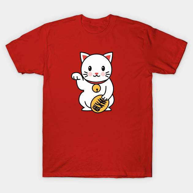 Adorable Good Luck Cat Drawing - Lucky Cat - T-Shirt | TeePublic