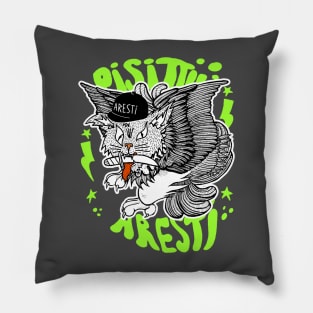 Flying Stray Cat Pisittu Aresti - by Miskel Design Pillow